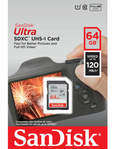 SANDISK 64GB ULTRA UHS-I SDXC MEMORY CARD 120mb/s mega kosovo kosova prishtina pristina